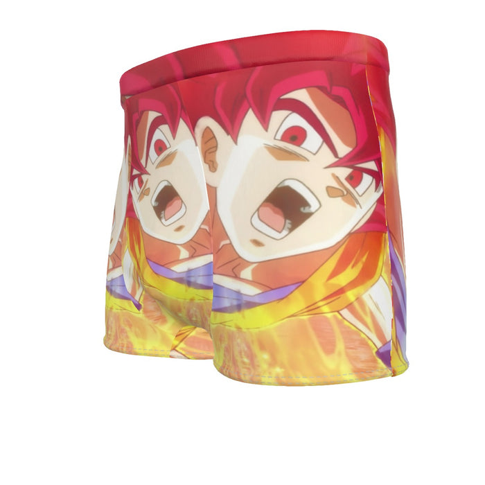 Dragon Ball Goku Super Saiyan Red God Face Portrait Print Men's Boxer Briefs