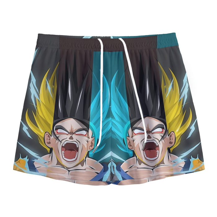 Dragon Ball Goku Super Saiyan Triple Blue God SSGSS Hand Drawing Style Mesh Shorts