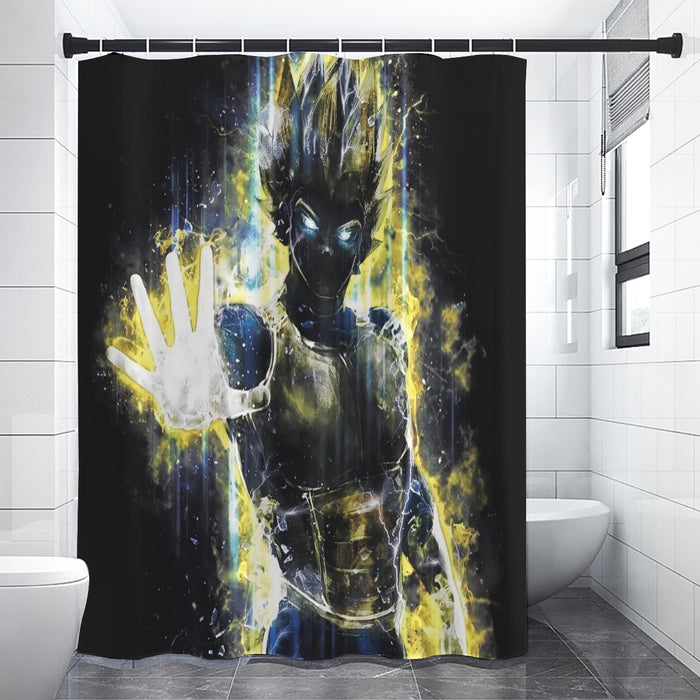 Dragon Ball Z Super Saiyan Vegeta Yellow Aura Epic Shower Curtain