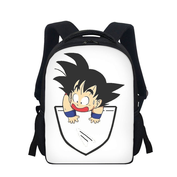 Smiling Goku On Pocket Of Dragon Ball Z Backpack