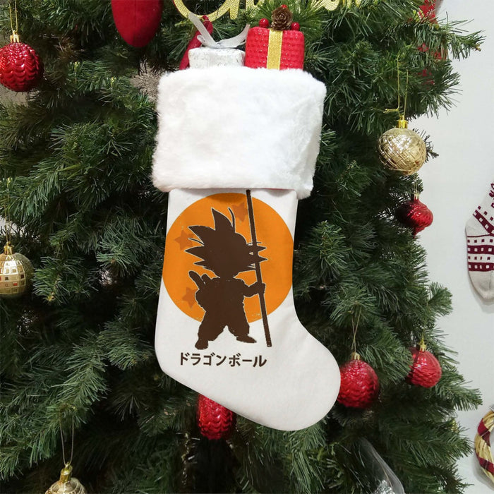 Dragon Ball Z Kid Goku Shadow Logo White Christmas Socks