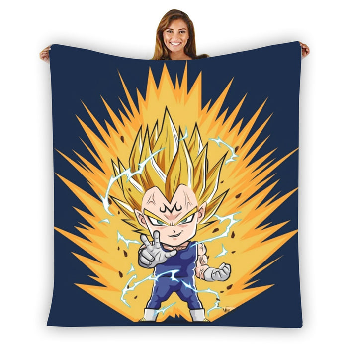 DBZ Majin Vegeta Super Saiyan Prince Power Aura Chibi Sketch Blanket