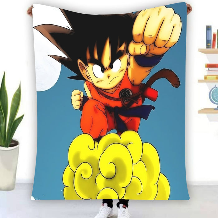 Young Goku Kid Flying Cloud Fight 3D Dragonball Blanket