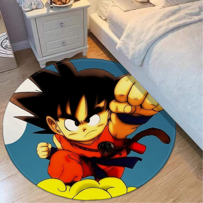 Young Goku Kid Flying Cloud Fight 3D Dragonball Round Mat