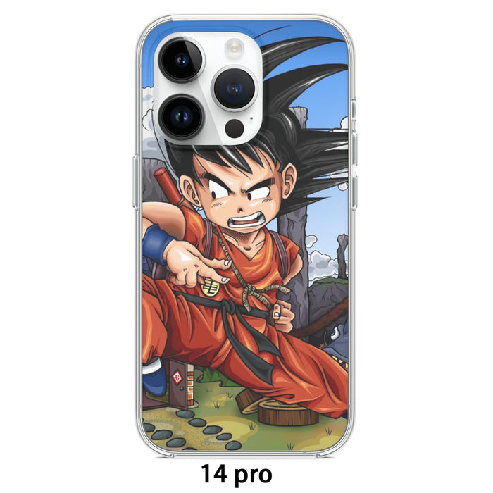 Dragon Ball Anime Angry Kid Goku Sky Clouds Blue 3D Iphone 14 Case