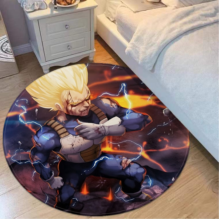 Dragon Ball Z Vegeta Super Saiyan Lightning Custom Round Mat