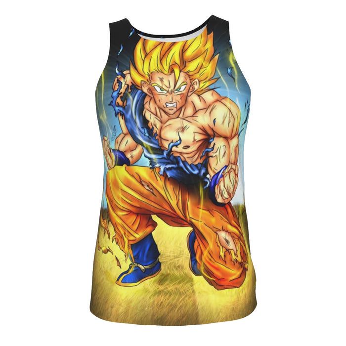 DBZ Goku Super Saiyan Thunder Power Damage Fight Cool Design Tank Top
