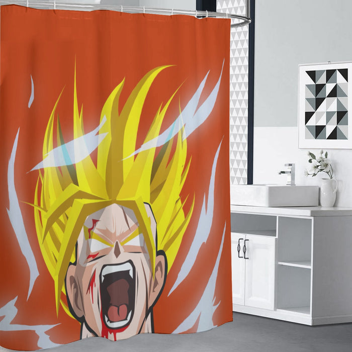 Dragon Ball Goku Super Saiyan Angry Scream Hand Drawing Design Shower Curtain