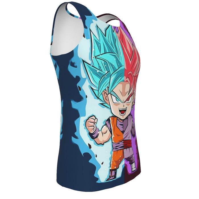 DBZ Goku Zamasu SSGSS God Blue Rose Super Saiyan Chibi Tank Top