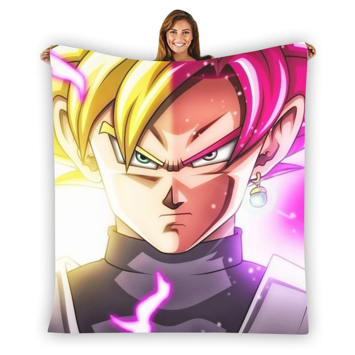 DBZ Goku God Half Rose and Golden Portrait Dope Design Blanket