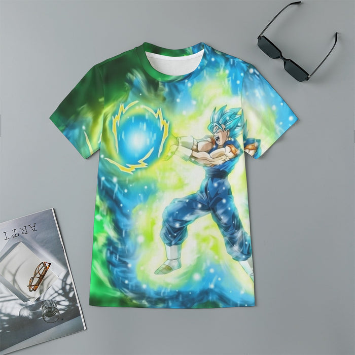 DBZ Goku Super Saiyan Blue SSGSS Kamehameha Power Attack Kids T-Shirt