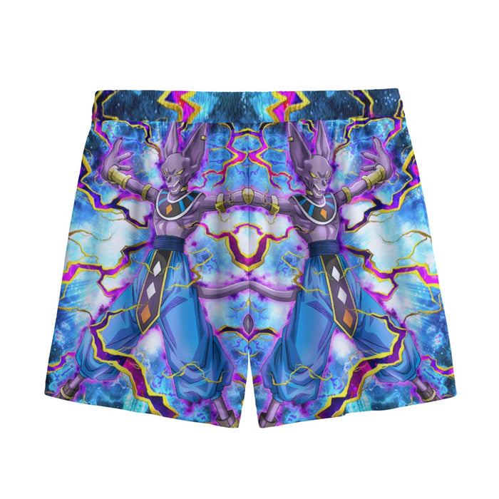 Dragon Ball Super Beerus Destruction God Egyptian Cat Vibrant Design Mesh Shorts