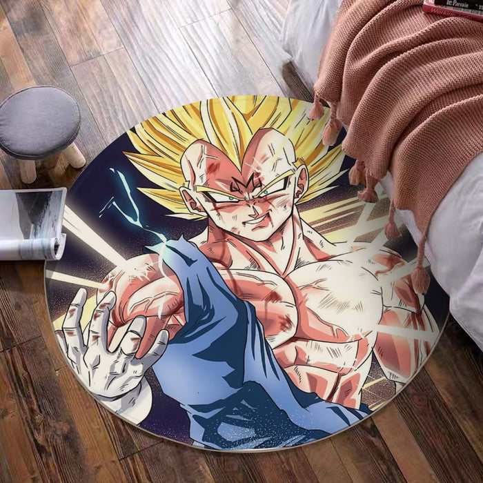 DBZ Majin Vegeta Saiyan Prince Fight Injure Manga Style Trending Round Mat