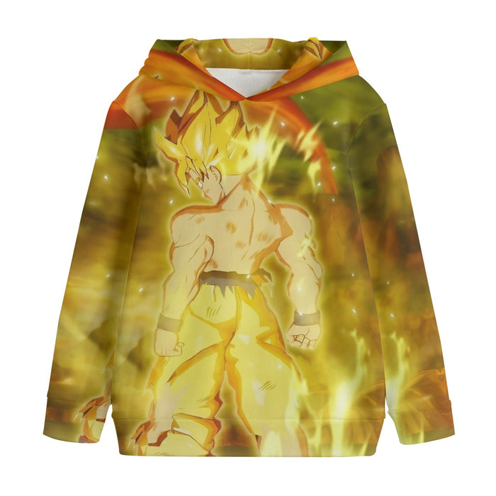 Dragon Ball Goku Super Saiyan Battle Posture Aura Style Kids' Hoodie