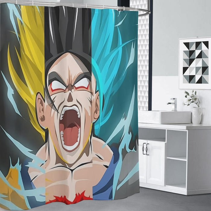 Dragon Ball Goku Super Saiyan Triple Blue God SSGSS Hand Drawing Style Shower Curtain