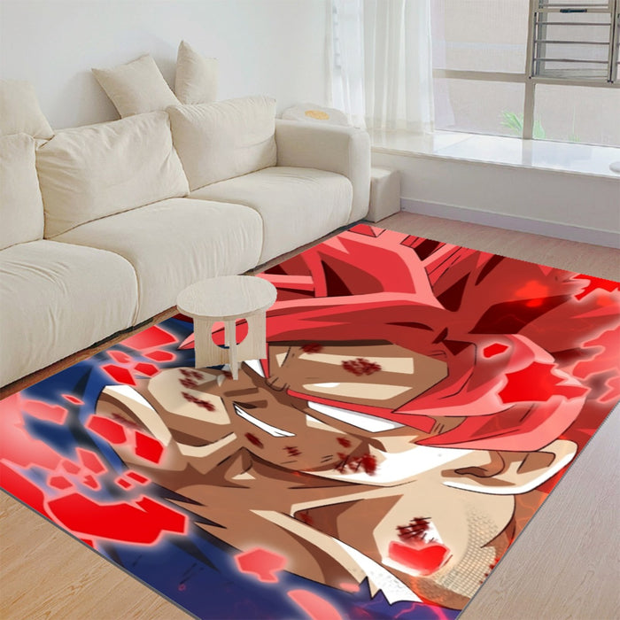 DBZ Son Goku Super Saiyan Red Hair God Dope Style Rug