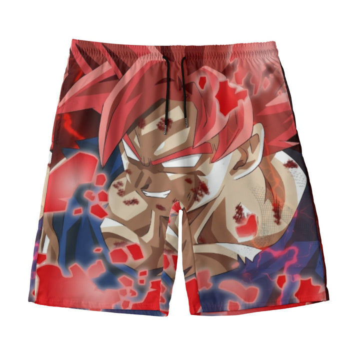 DBZ Son Goku Super Saiyan Red Hair God Dope Style Beach Pants