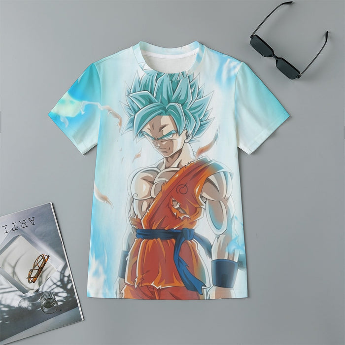 Dragon Ball Serious Super Saiyan Goku 2 Blue Epic Aura Kids T-Shirt