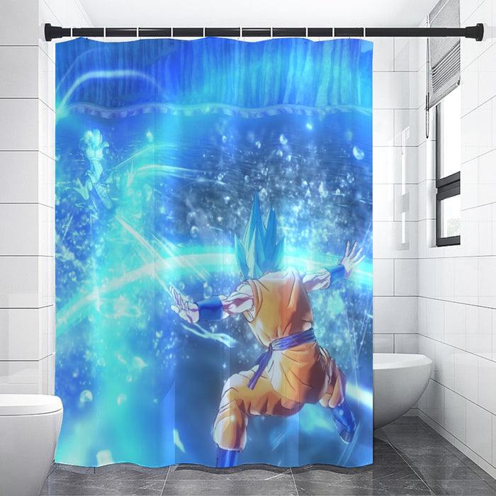DBZ Goku SSGSS Saiyan God Blue Aura Blasting Streetwear Shower Curtain