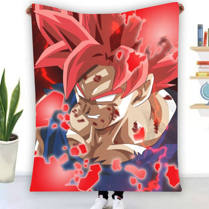 DBZ Son Goku Super Saiyan Red Hair God Dope Style Blanket