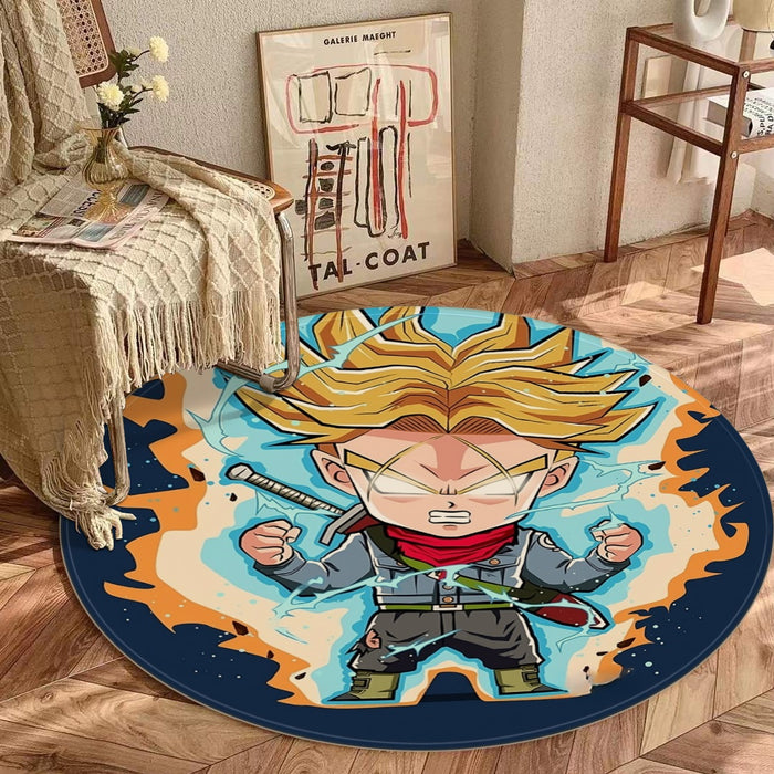 Dragon Ball Future Trunks Saga Super Saiyan Chibi Design Round Mat