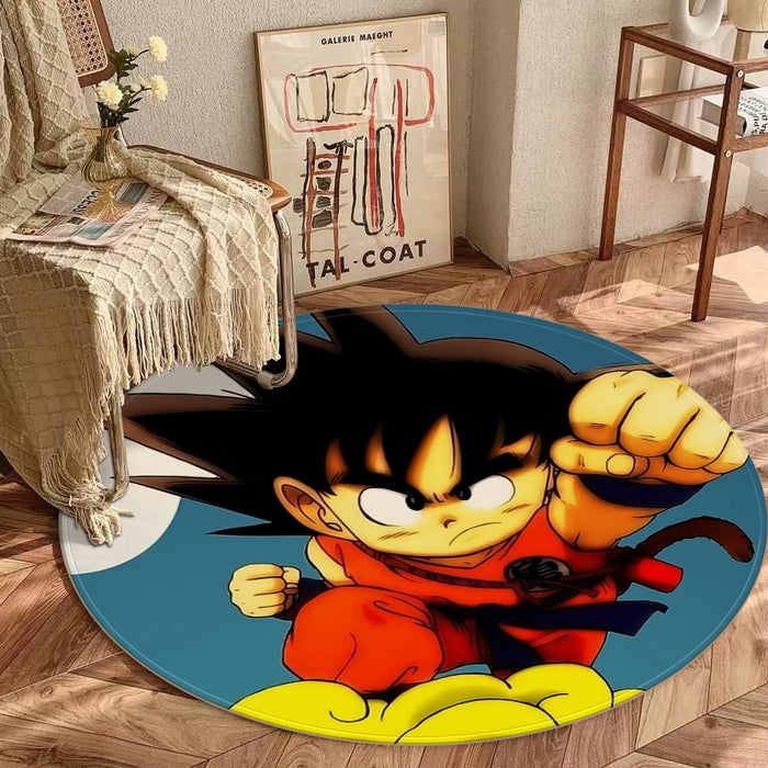 Young Goku Kid Flying Cloud Fight 3D Dragonball Round Mat