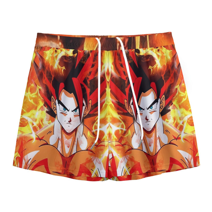 Dragon Ball Goku Super Saiyan Rose Flaming Fan Art Mesh Shorts