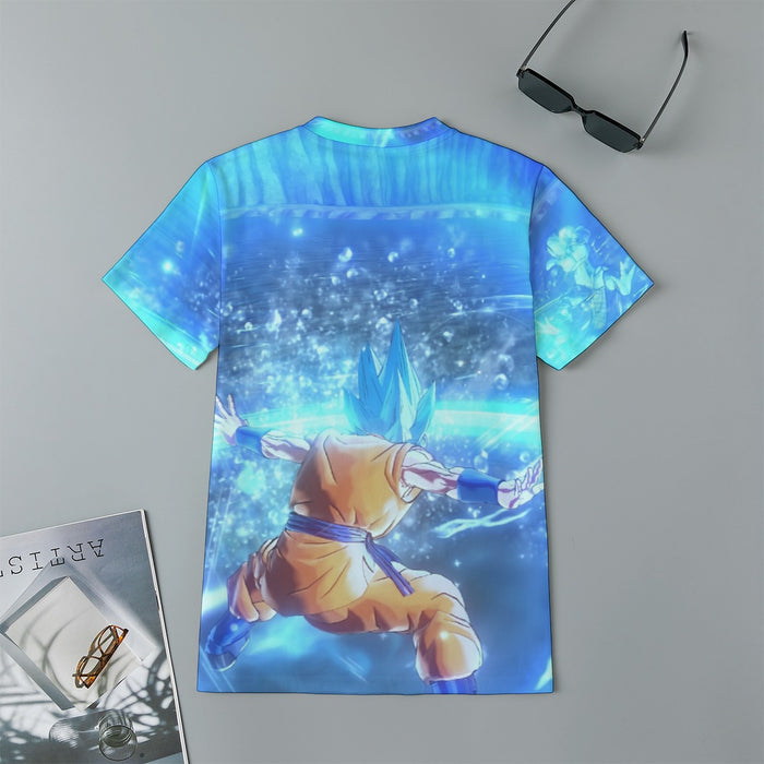 DBZ Goku SSGSS Saiyan God Blue Aura Blasting Streetwear Kids T-Shirt