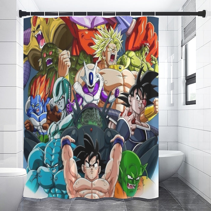 DBZ Goku Spirit Bomb Destroy Villains Cooler Broly Namek Vibrant Shower Curtain