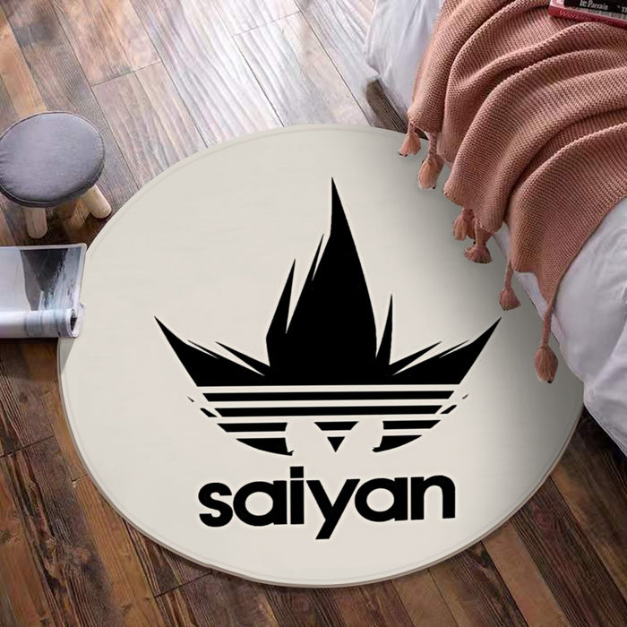 Dragon Ball Z Black Saiyan Adidas Parody Print Gray Round Mat