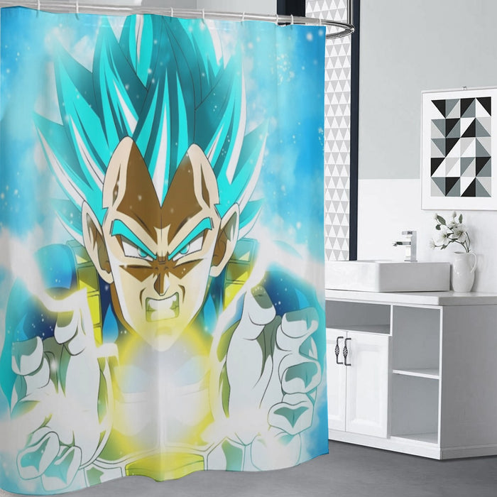 Dragon Ball Blue Vegeta Super Saiyan God Kamehameha Shower Curtain