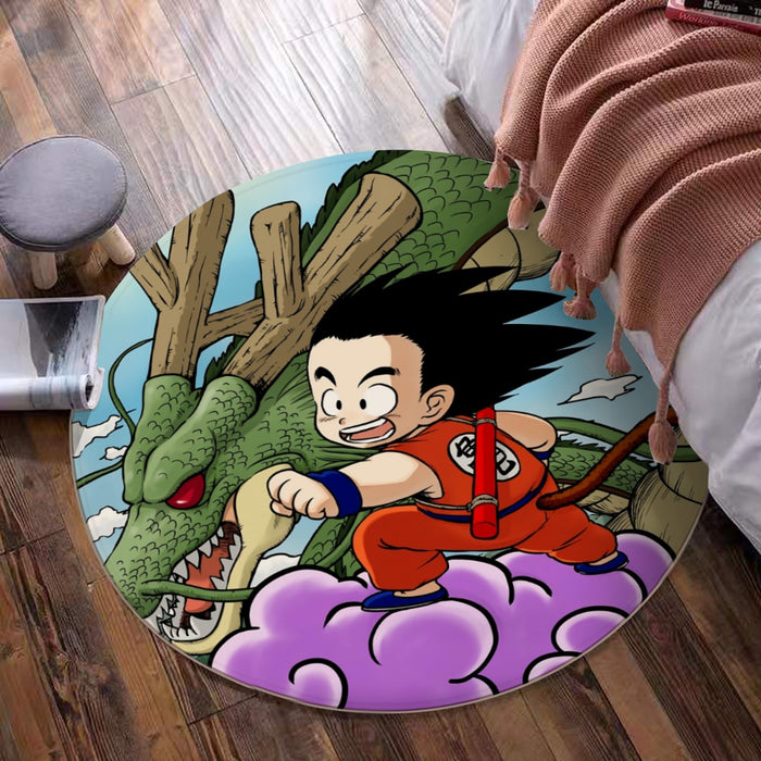 Dragon Ball  Kid Goku Flying With Shenron Round Mat