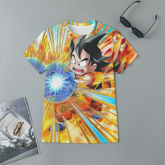 Dragon Ball Energy Kid Goku Blue Kamehameha Kids T-Shirt