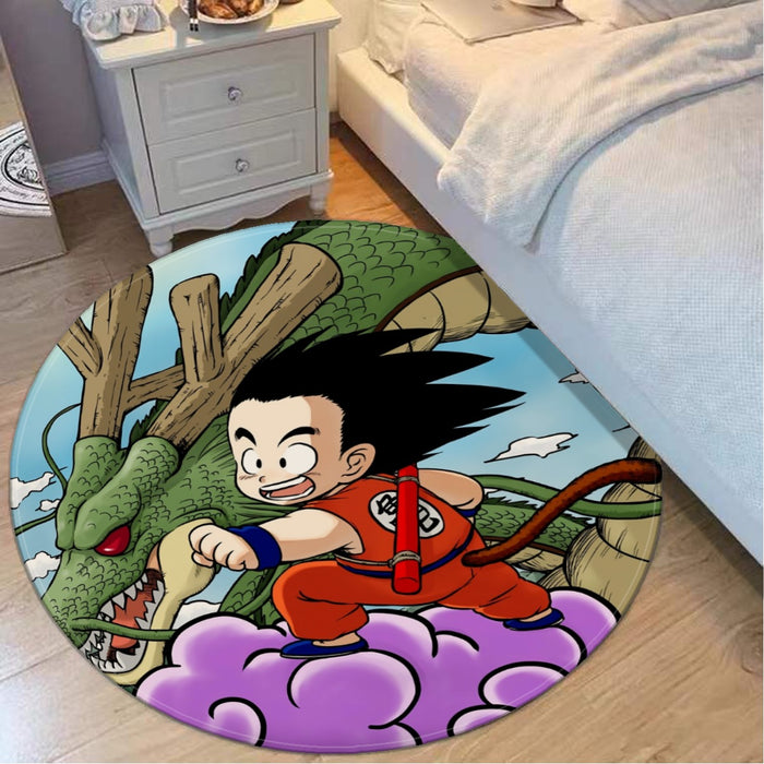 Dragon Ball  Kid Goku Flying With Shenron Round Mat