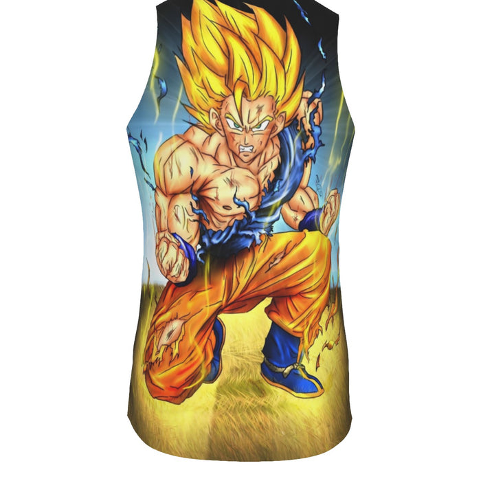 DBZ Goku Super Saiyan Thunder Power Damage Fight Cool Design Tank Top