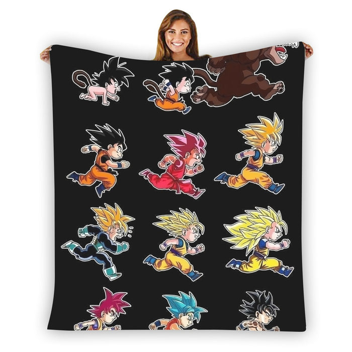 Dragon Ball Anime Son Goku All Form Transformation Blanket