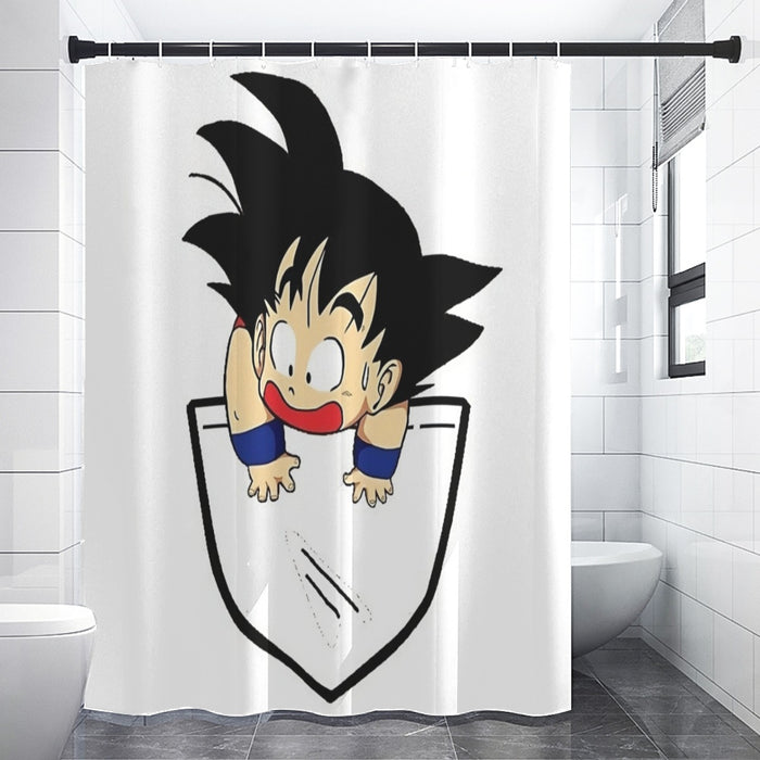 Smiling Goku On Pocket Of Dragon Ball Z Shower Curtain