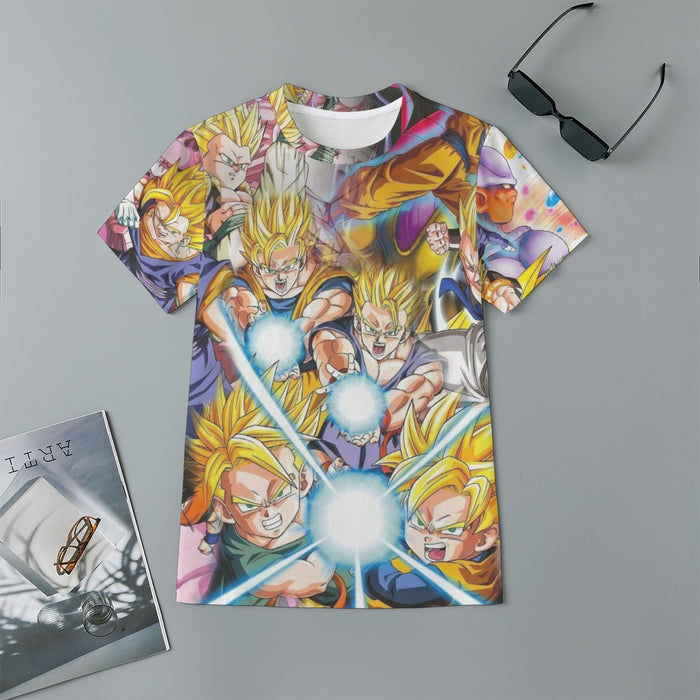 DBZ Goku Gohan Goten Super Saiyan Kamehameha Color Design Kids T-Shirt