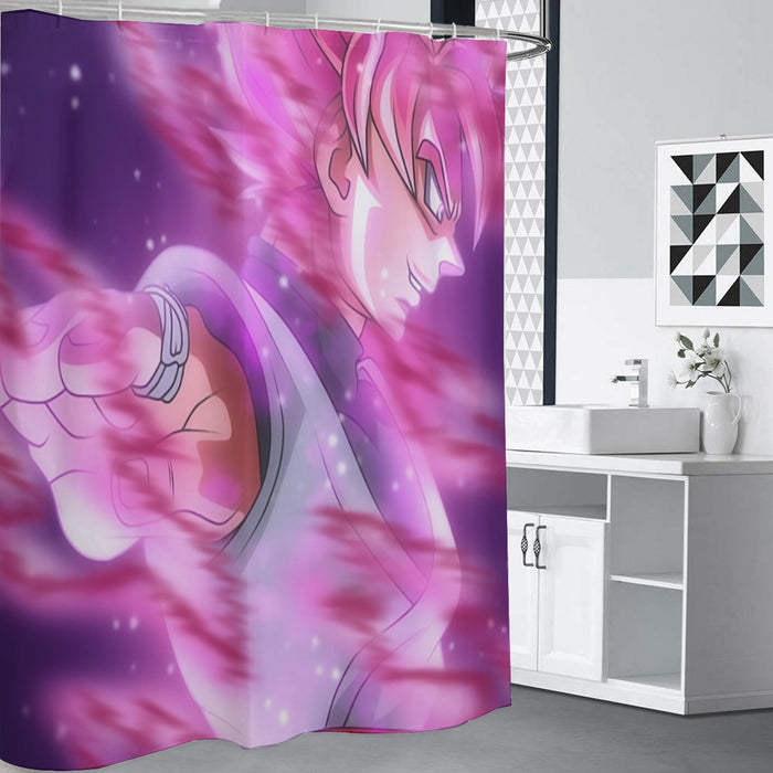 Dragon Ball Super Saiyan Black Goku Rose Cool Casual Shower Curtain