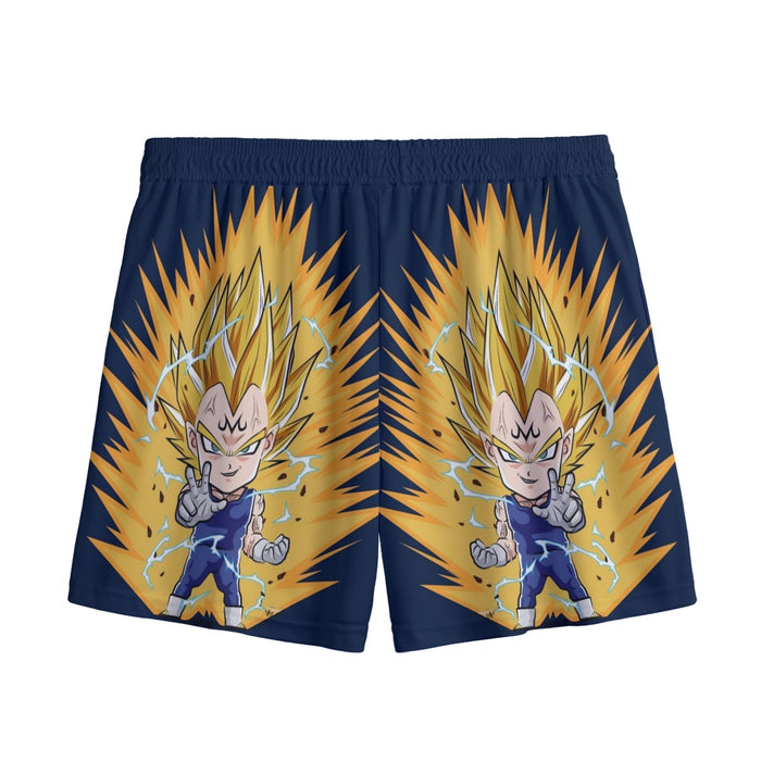 DBZ Majin Vegeta Super Saiyan Prince Power Aura Chibi Sketch Mesh Shorts