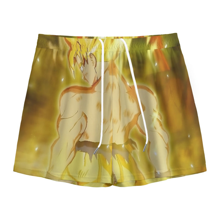 Dragon Ball Goku Super Saiyan Battle Posture Aura Style Mesh Shorts