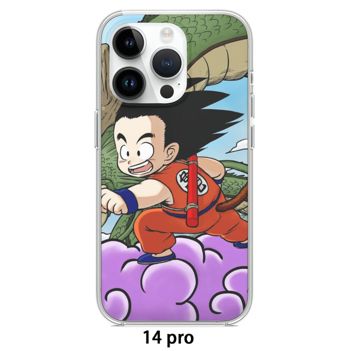 Dragon Ball  Kid Goku Flying With Shenron Iphone 14 Case
