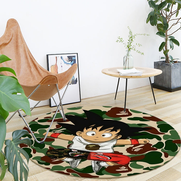 Dragon Ball Jumping Kid Goku Camouflage Round Mat