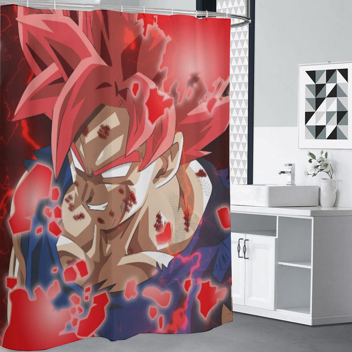 DBZ Son Goku Super Saiyan Red Hair God Dope Style Shower Curtain