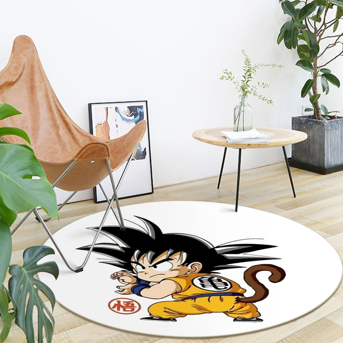 Cute Kid Goku Yellow Clothing Dragon Ball Z Round Mat