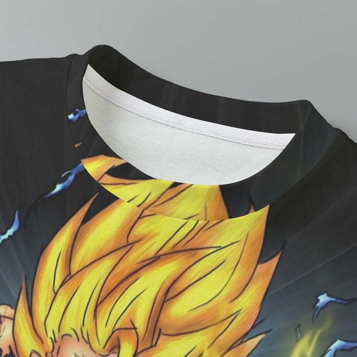 DBZ Goku Super Saiyan Thunder Power Damage Fight Cool Design Kids T-Shirt