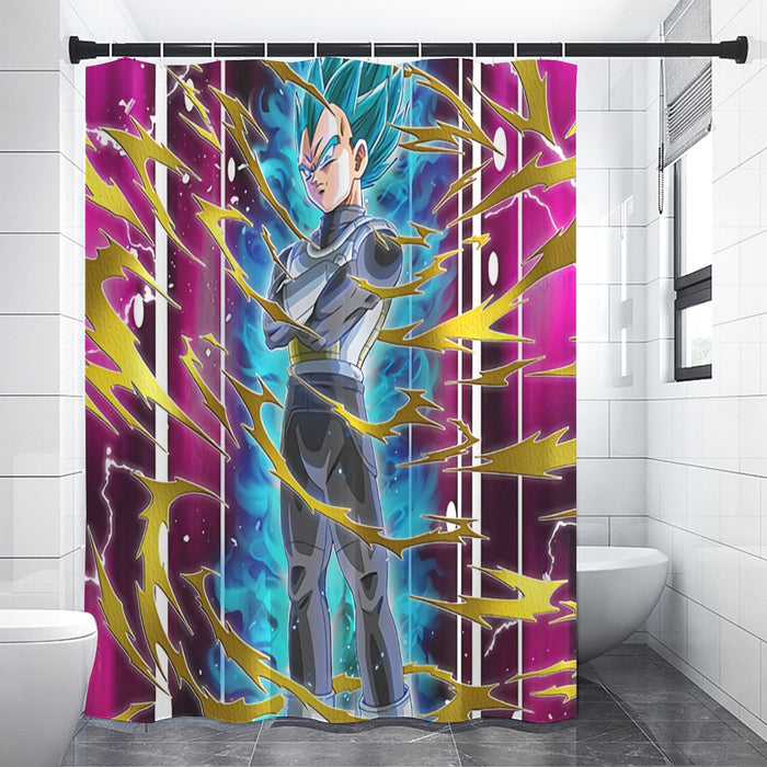 Dragon Ball Vegeta Super Saiyan God Blue SSGSS Aura Power Dope Design Shower Curtain