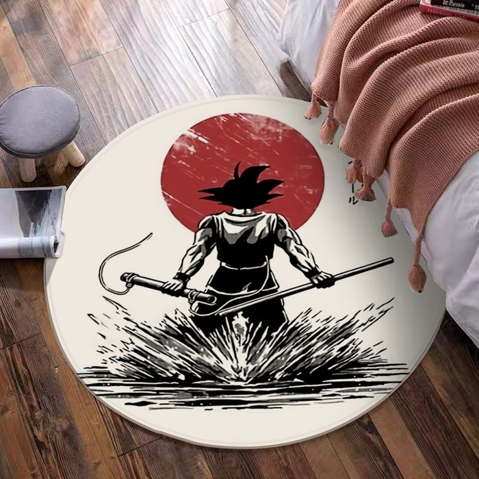 Goku With Red Moon Dragon Ball Round Mat