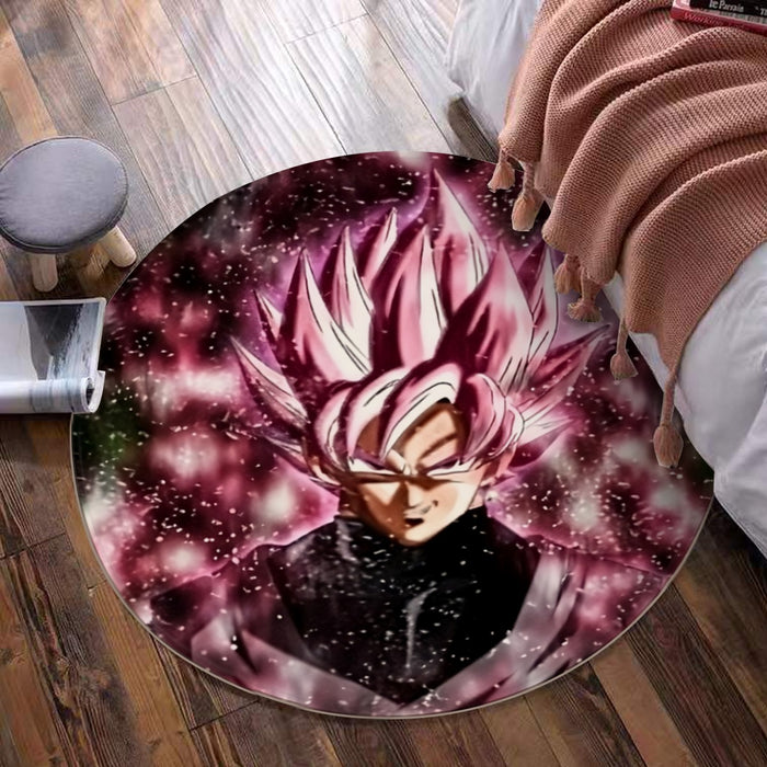 Dragon Ball Z Super Saiyan Goku Black Rose Pink Round Mat