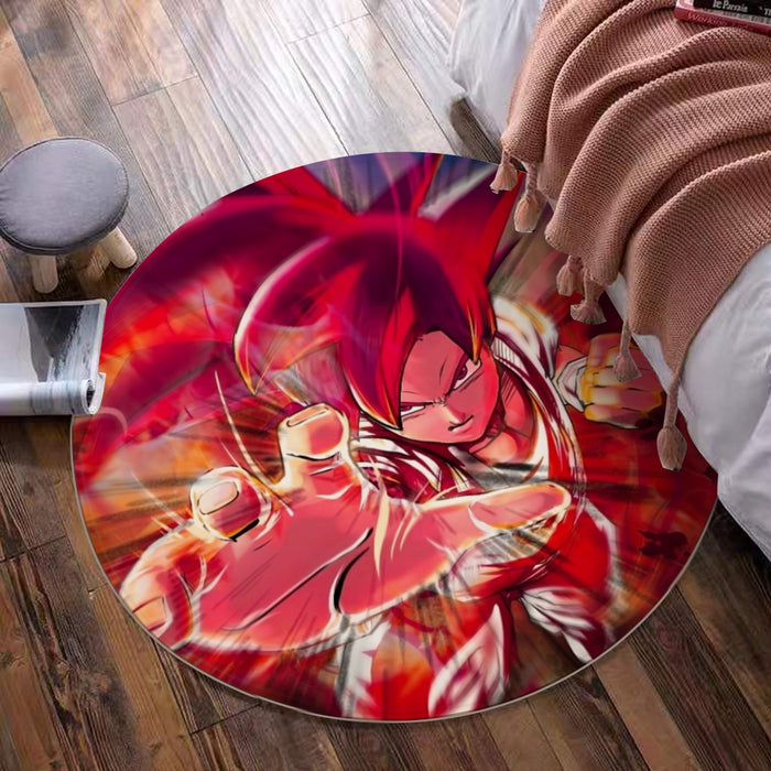 Dragon Ball Z Son Goku Super Saiyan Rose Blue Aura Round Mat